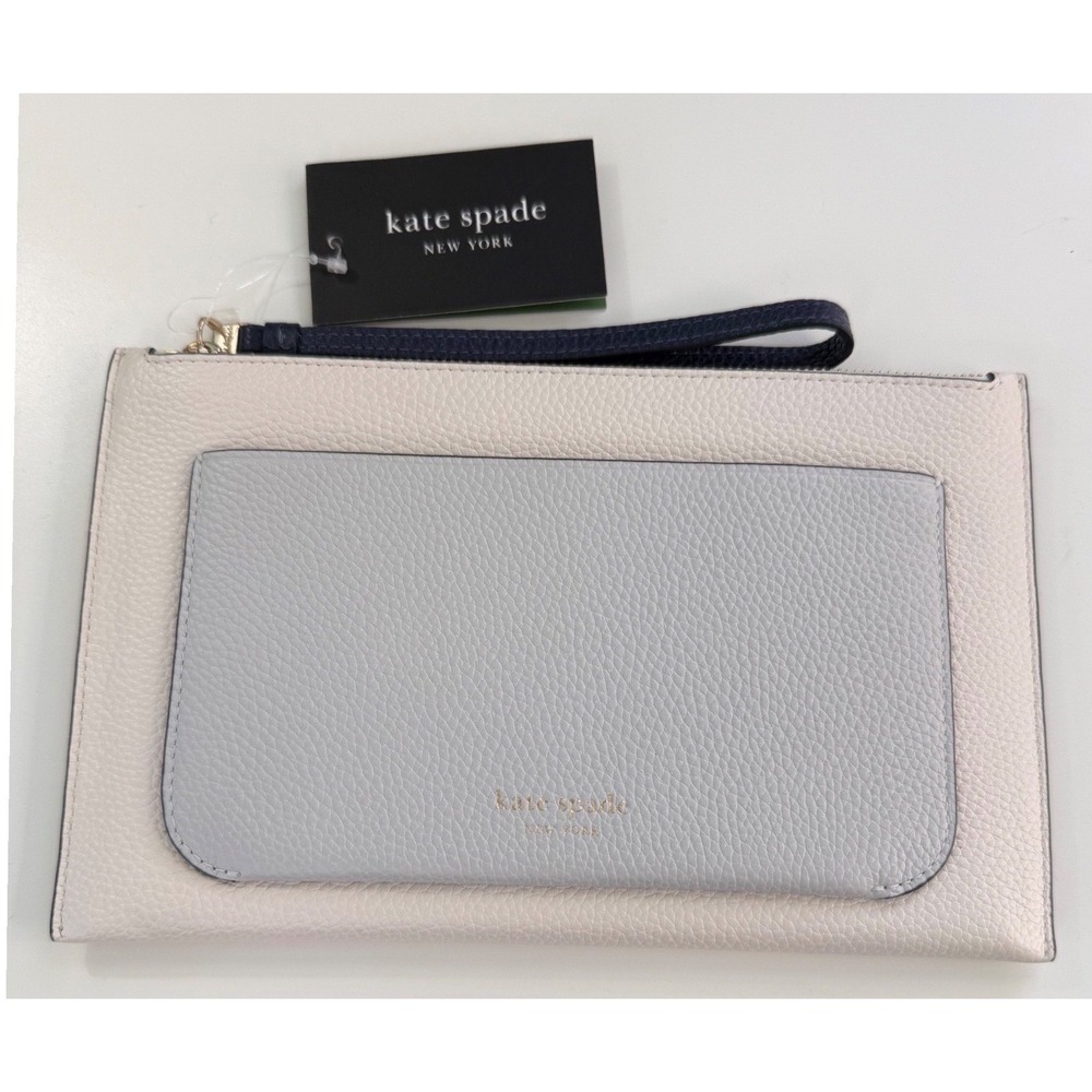 Kate Spade Ava Colorblocked Pebble Leather Wristlet Stone Path KD952